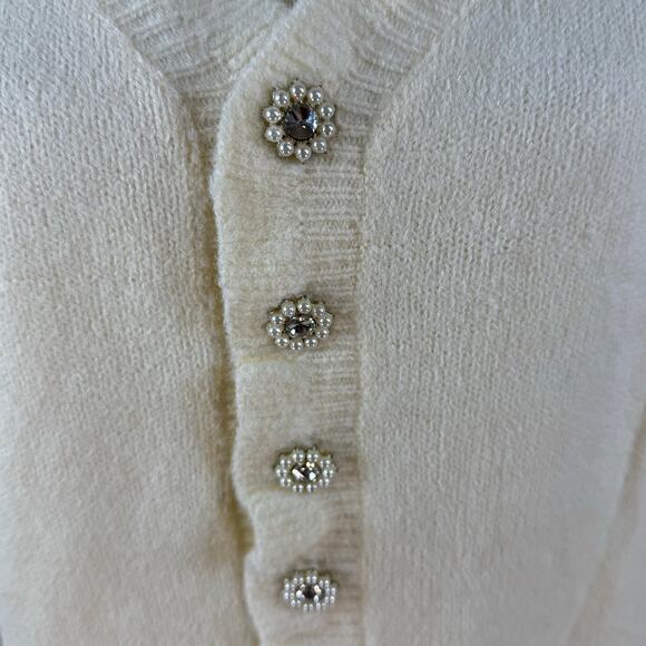 Ecowish Women’s sz. Medium cream popover sweater embellished buttons,  #4308 - Picture 5 of 8